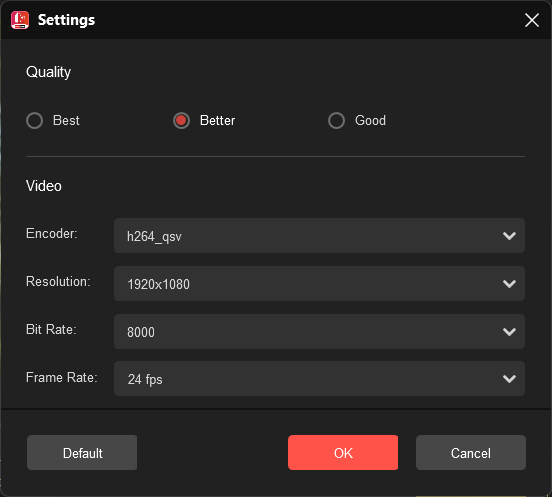 export video settings