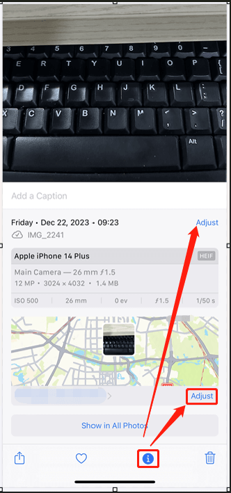 edit date, time, and location of iPhone photos