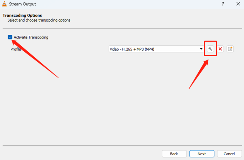 tick the Activate Transcoding checkbox