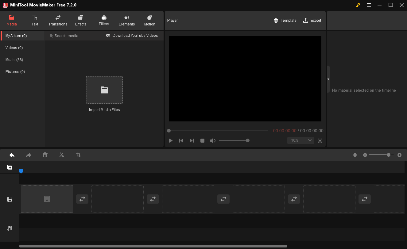 interface of MiniTool MovieMaker