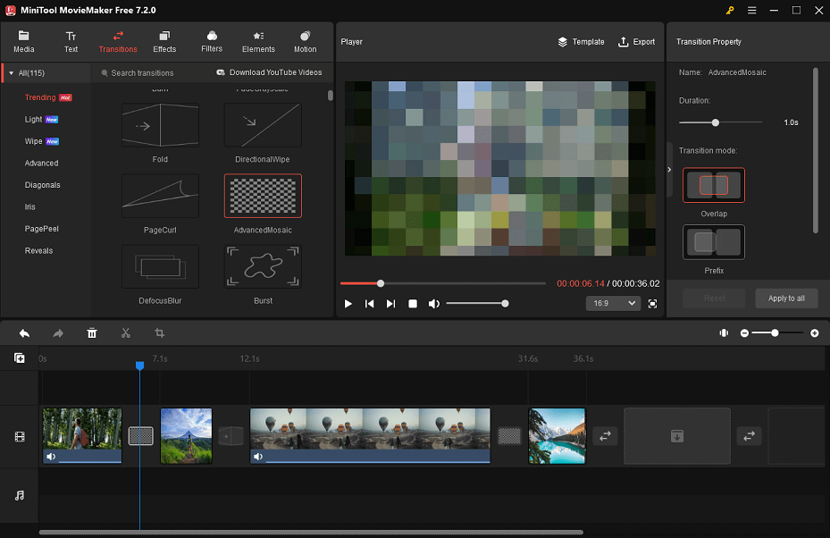 add video transition to video clips