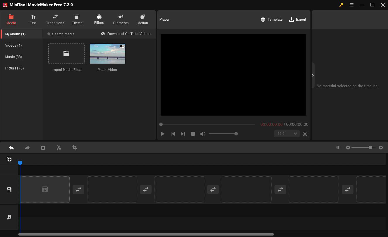 interface of MiniTool MovieMaker