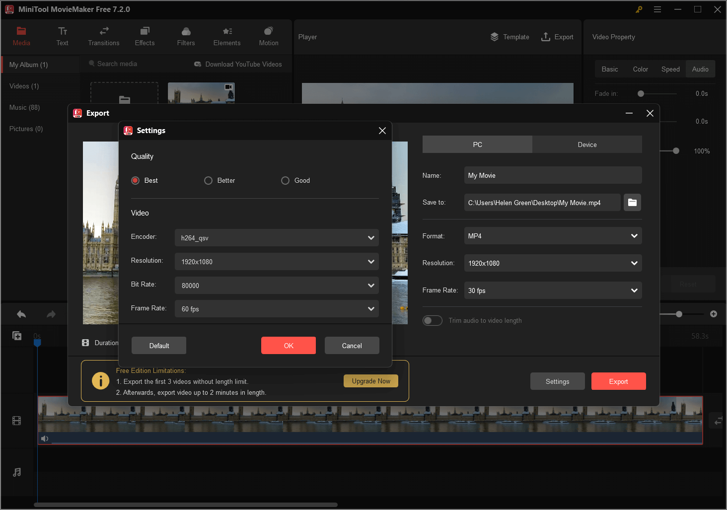 export a video as MP4 from MiniTool MovieMaker