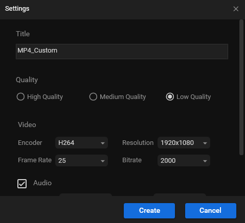 create a custom profile for output video