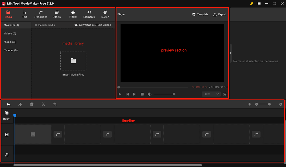 main interface of MiniTool MovieMaker
