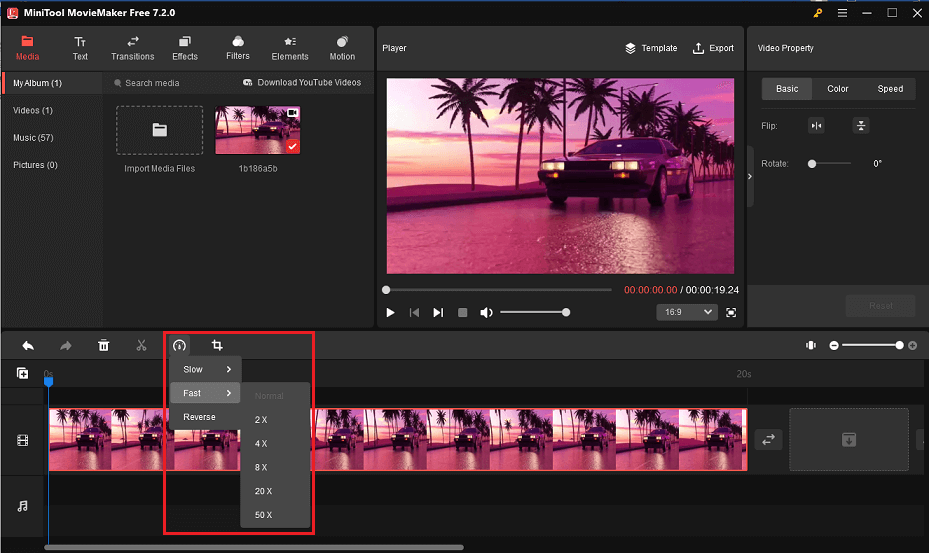 speed up vide in MiniTool MovieMaker