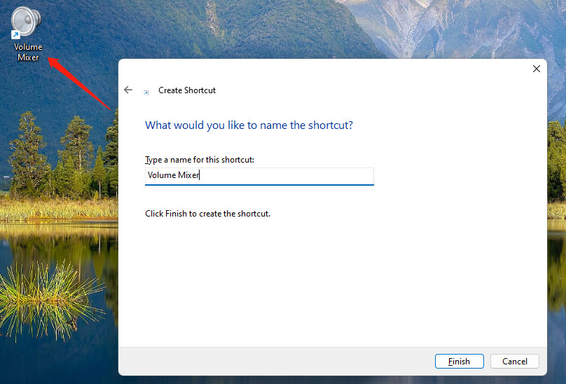 name the shortcut of Windows 11 Volume Mixer