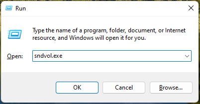 open Windows 11 Volume Mixer from Windows Run