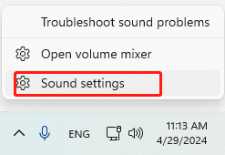 select sound settings