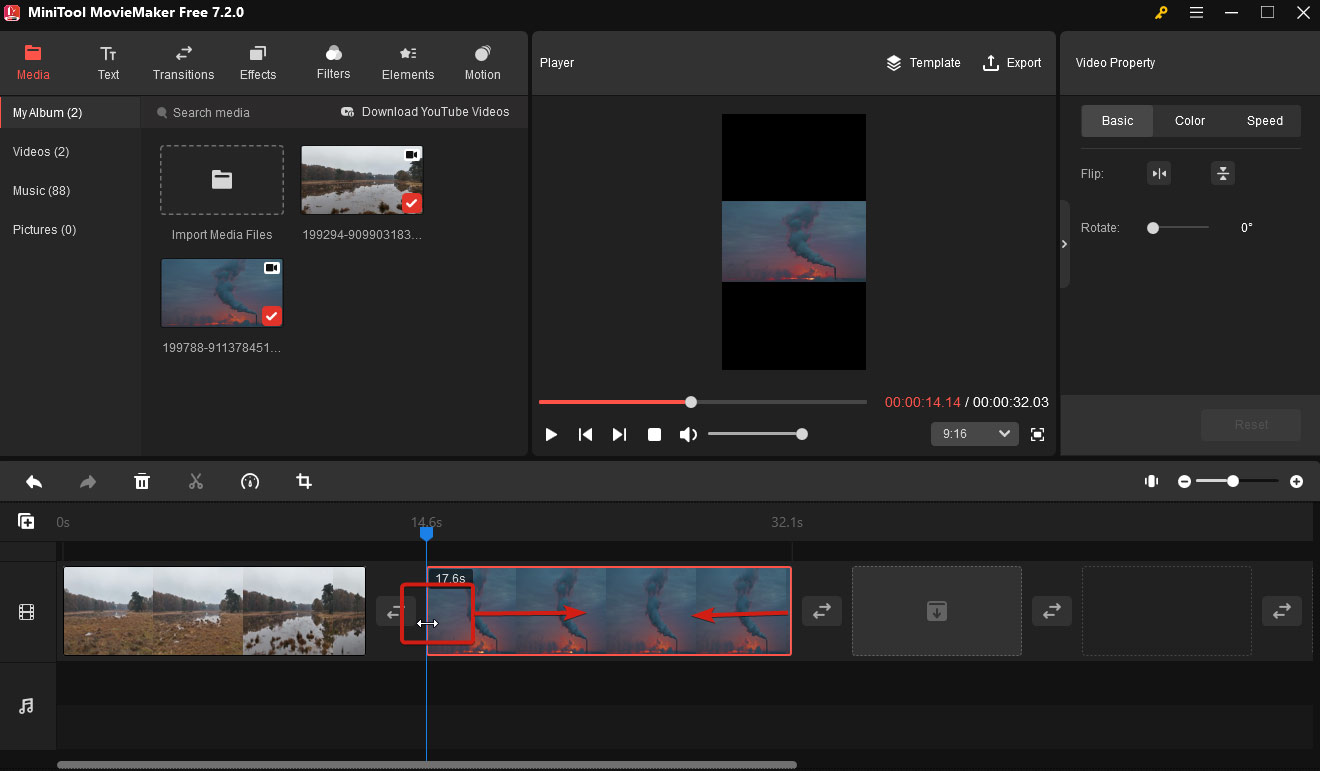 use the arrow to trim video