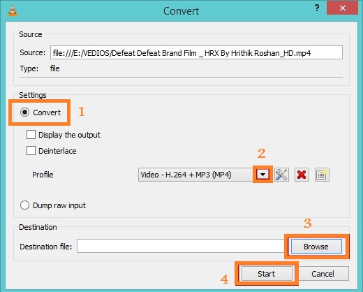 compress video files with VLC