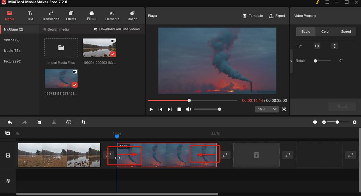 use the arrow to trim video