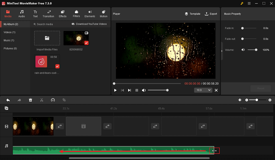 trim the audio to video length