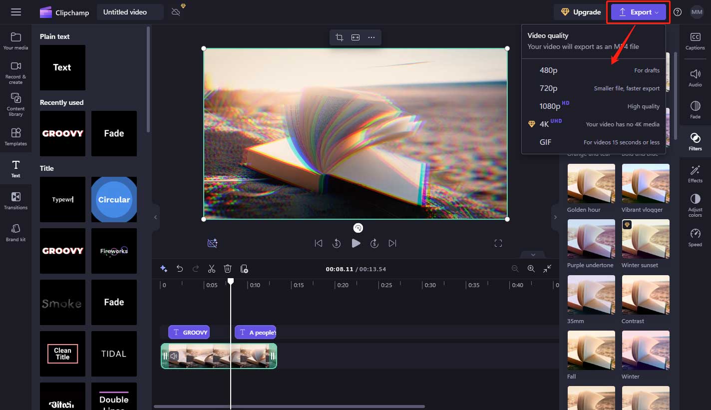 export the video