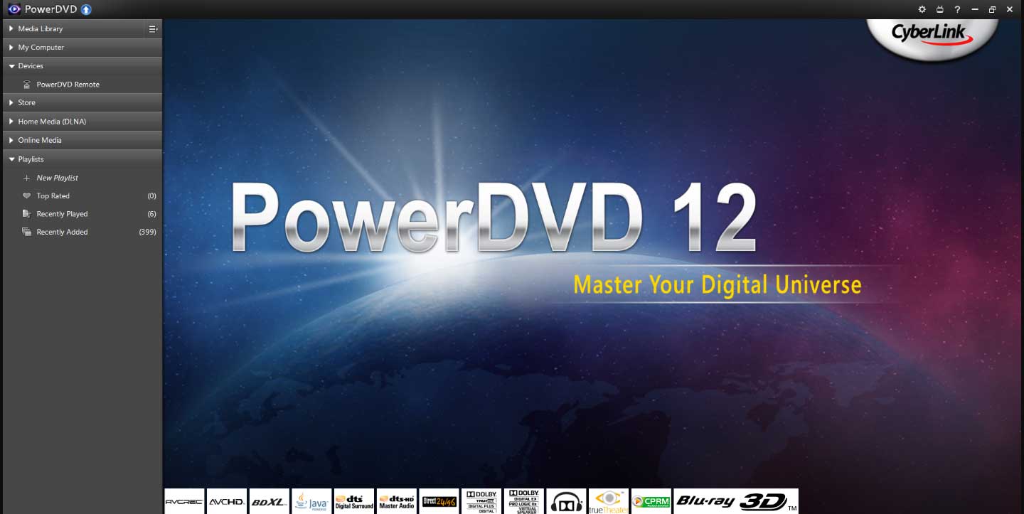 the interface of PowerDVD