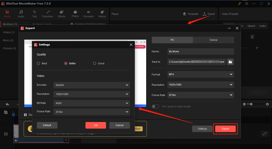 export the screen recording