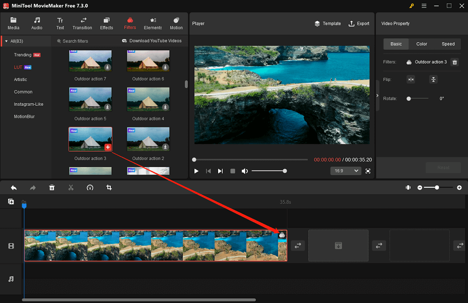 add a LUT to a clip in MiniTool MovieMaker