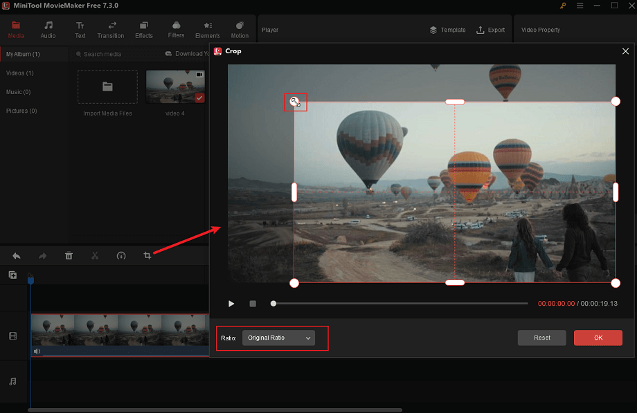 crop video in MiniTool MovieMaker