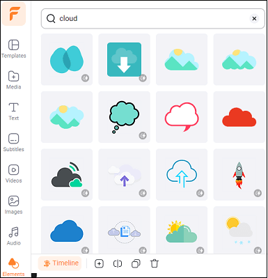 cloud stickers in FlexClip