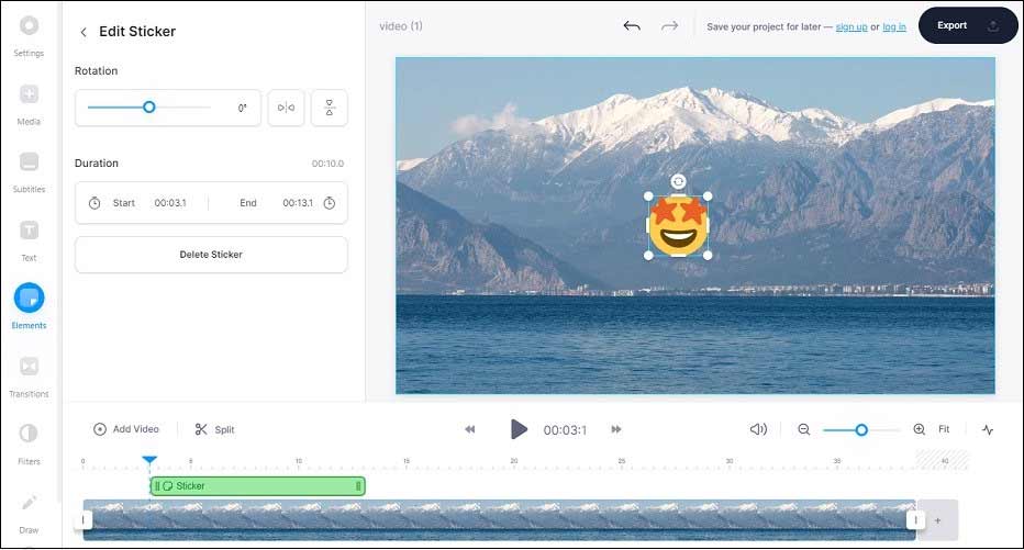 add sticker to video in VEED.IO