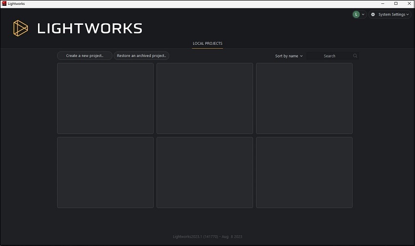 interface de Lightworks