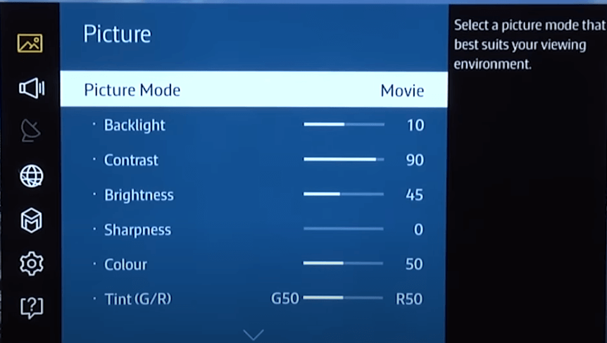 Samsung 4K TV Bildeinstellungen