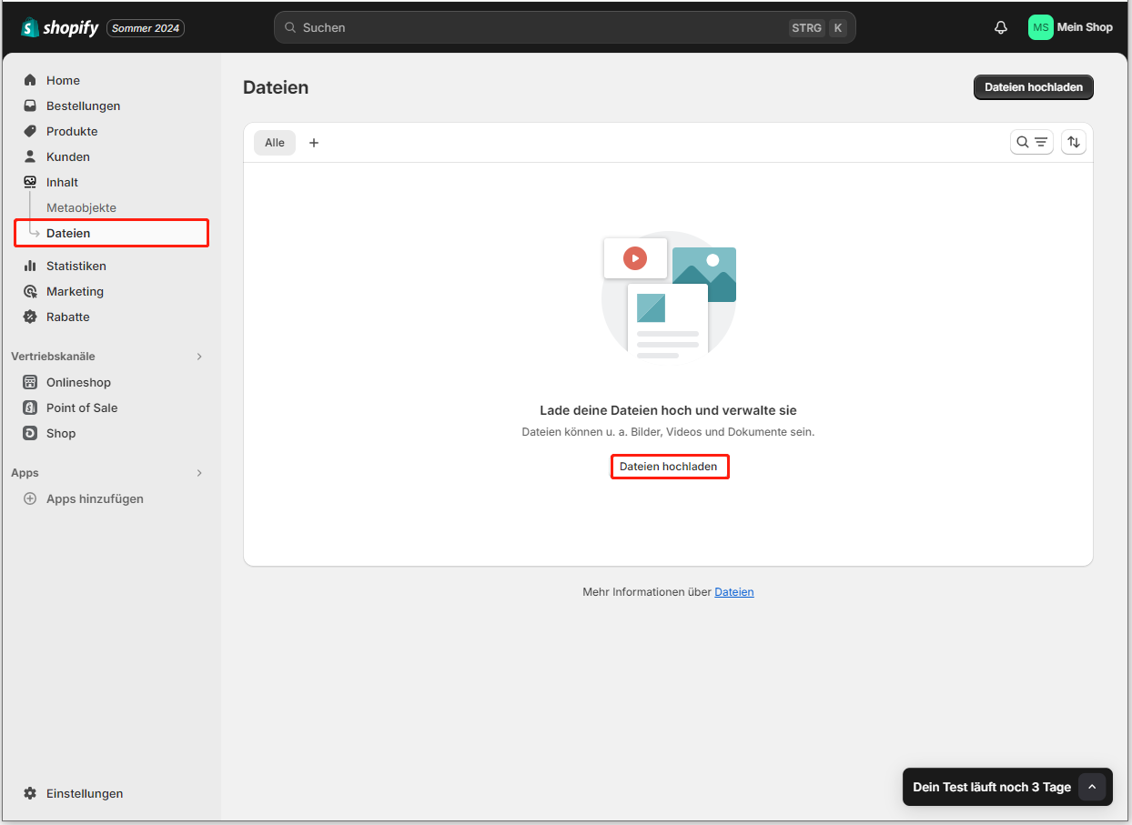Datei auf Shopify hochladen
