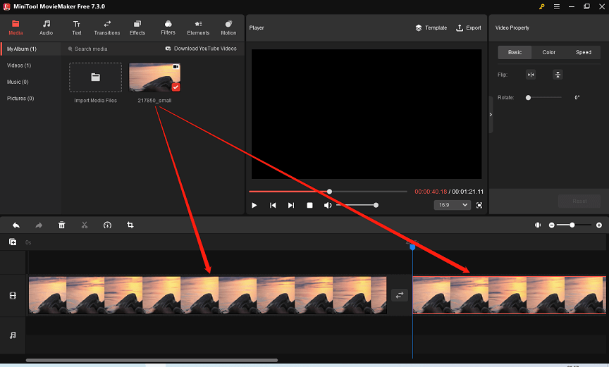 make a video loop in MiniTool MovieMaker