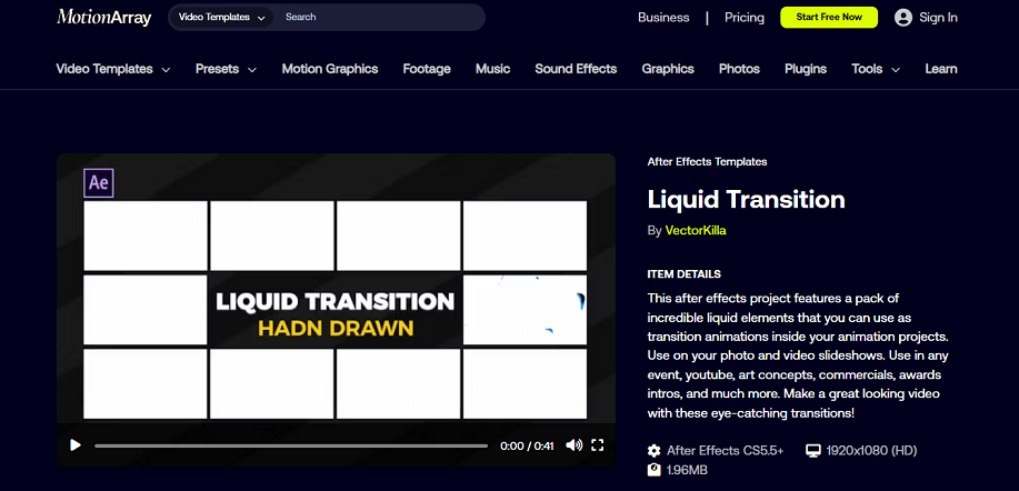 Motion Array gives liquid transition packs for AE