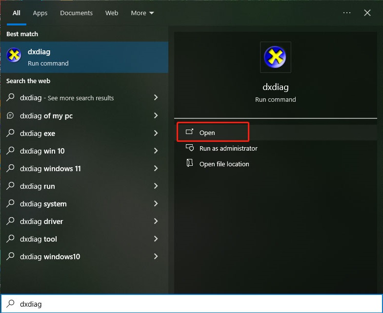 open dxdiag