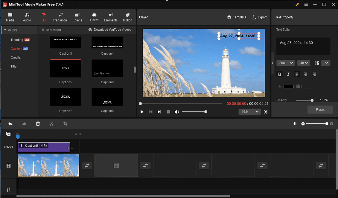 add and edit text in MiniTool MovieMaker