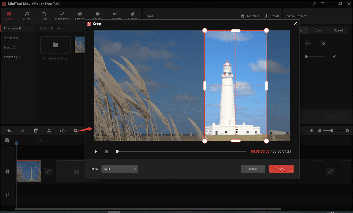 crop video in MiniTool MovieMaker