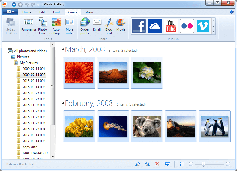 importar archivos de la galería de fotos