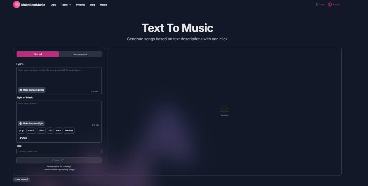 the interface of MakeBestMusic