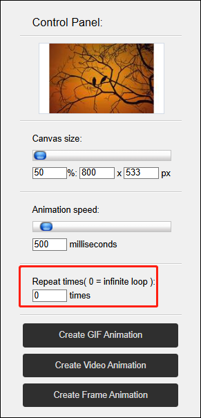 set the loop parameters