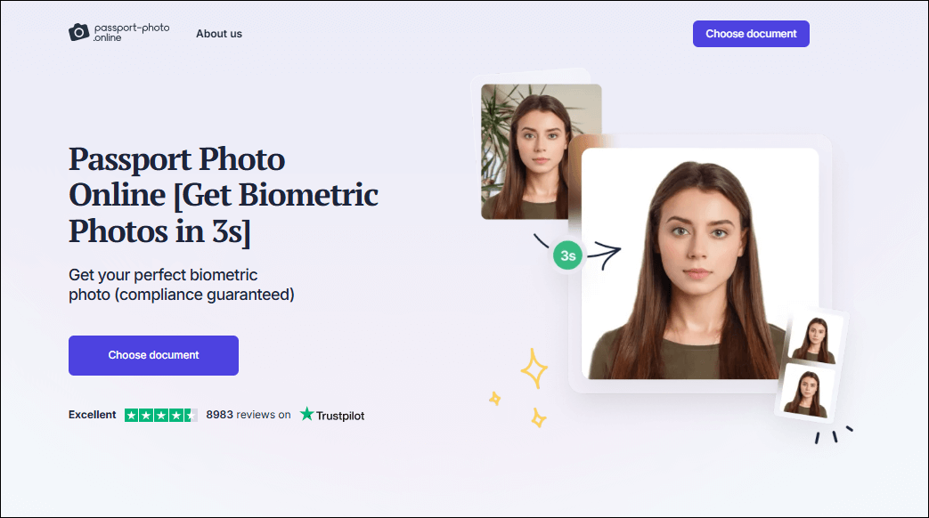 The interface of passport-photo. online