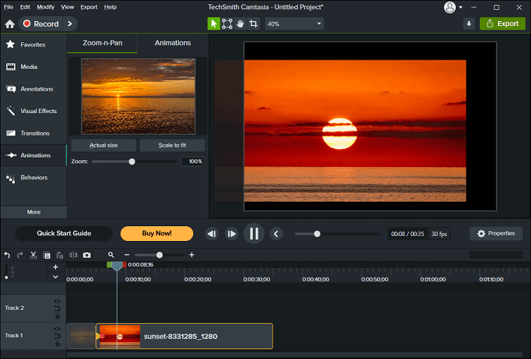 make the Camtasia Ken Burns effect