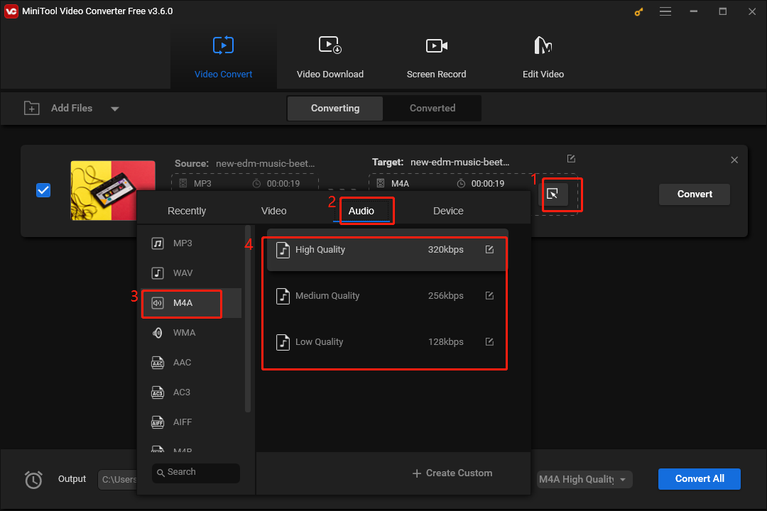 choose the output format