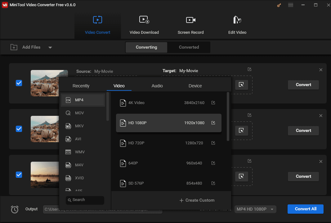 choose the output format