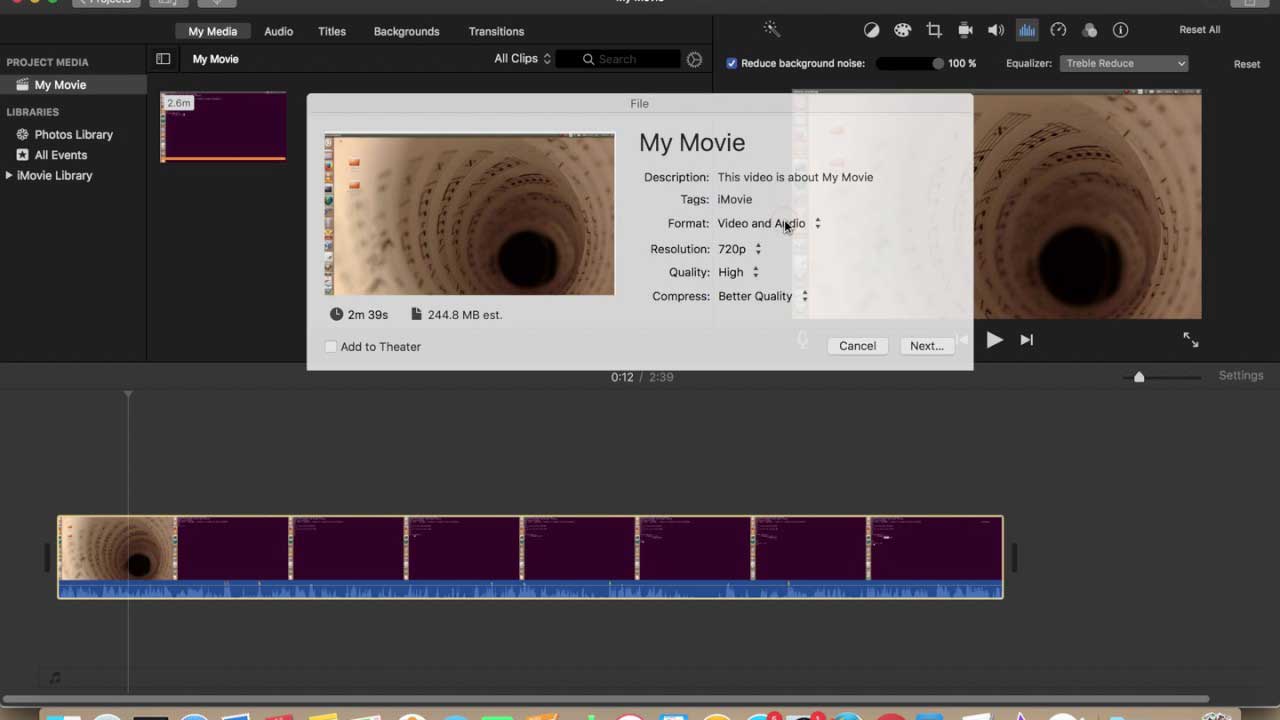 iMovie converte MOV para MP4