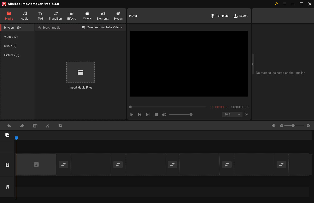 l'interface principale de MiniTool MovieMaker