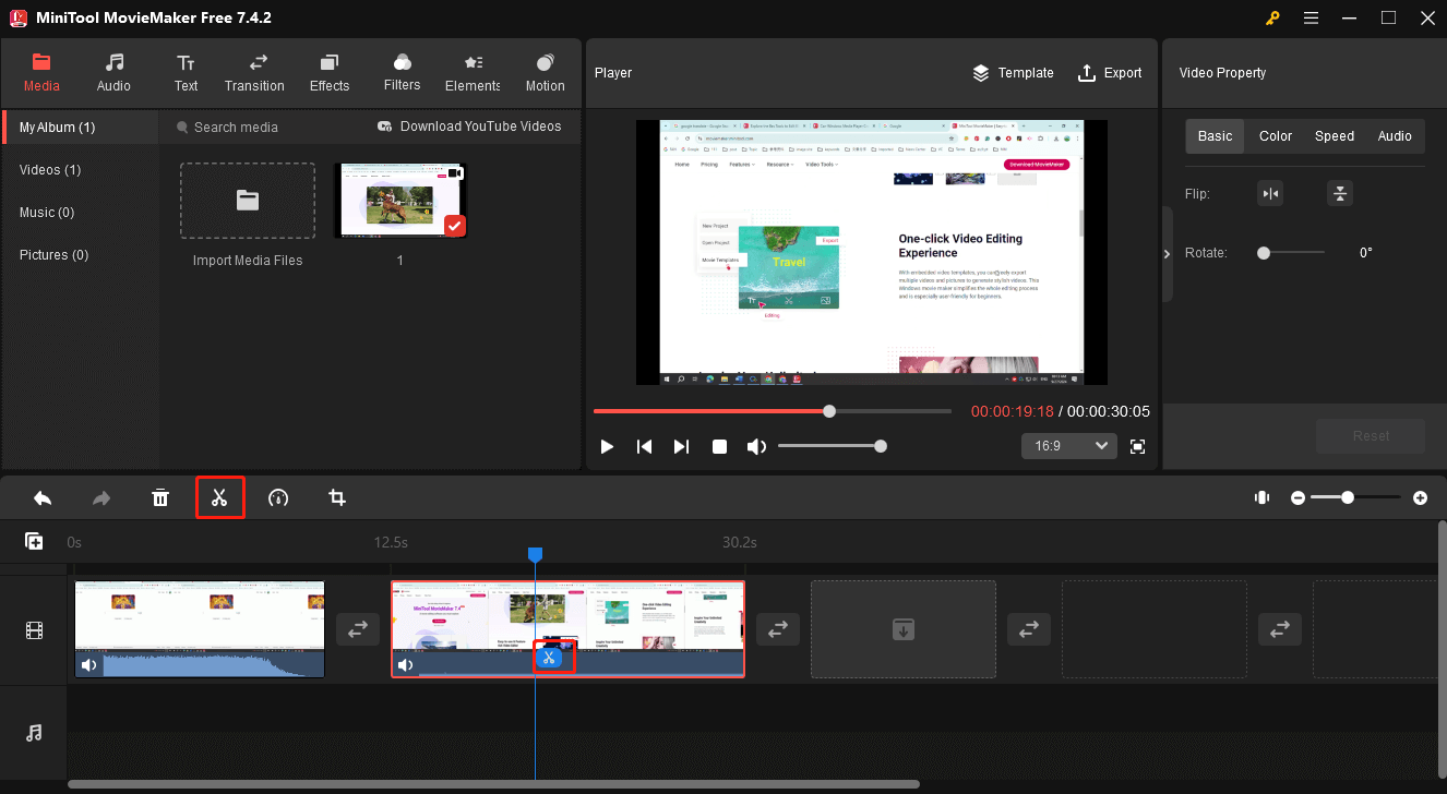 Split video into short clips in MiniTool MovieMaker