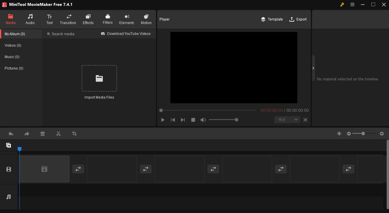 the main interface of MiniTool MovieMaker