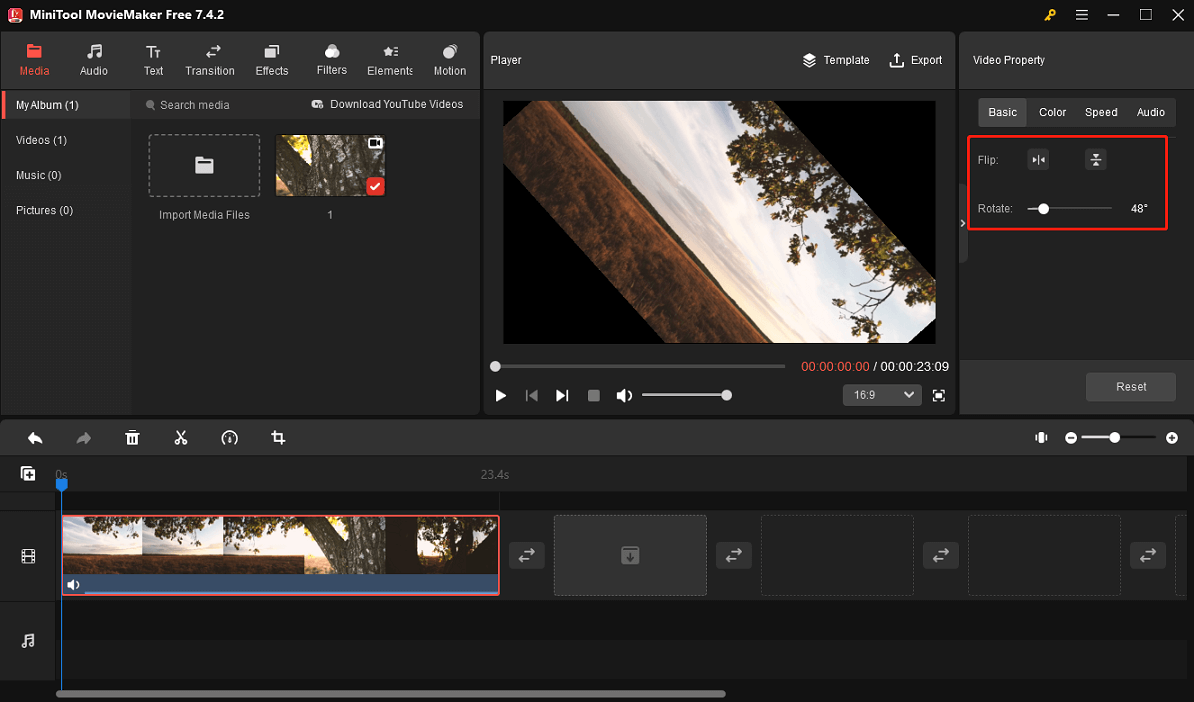 rotate video in MiniTool MovieMaker