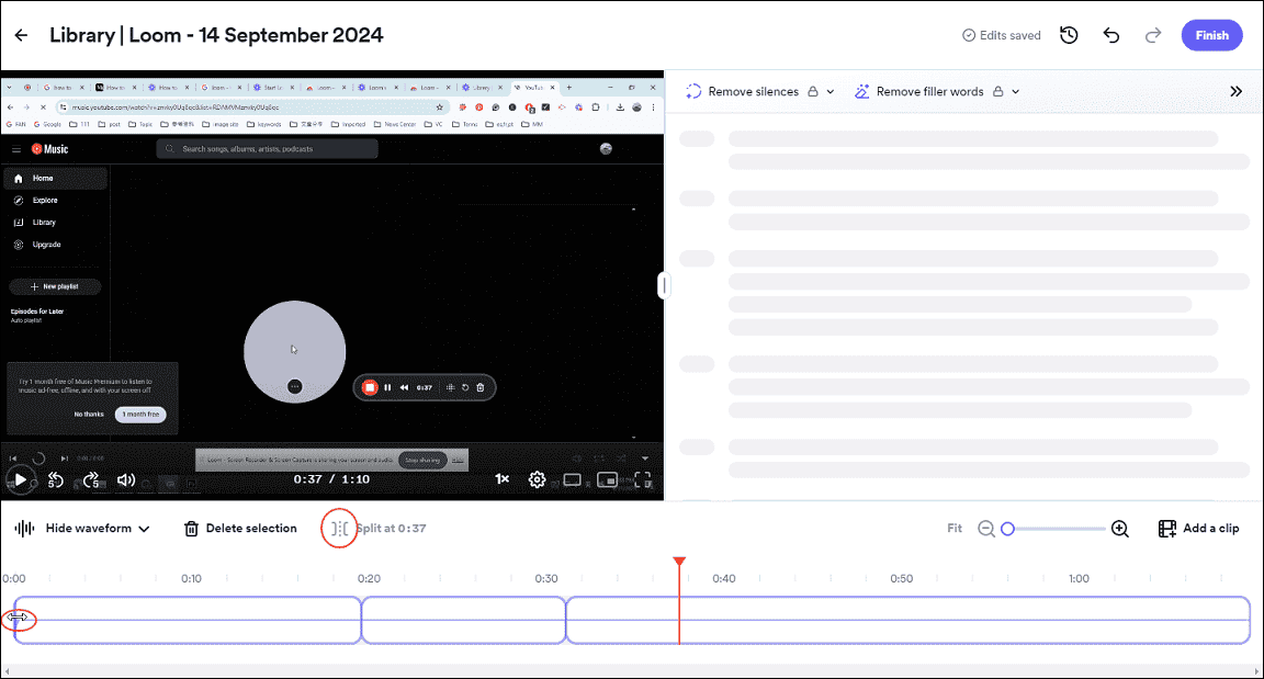 Ein Video in Loom trimmern