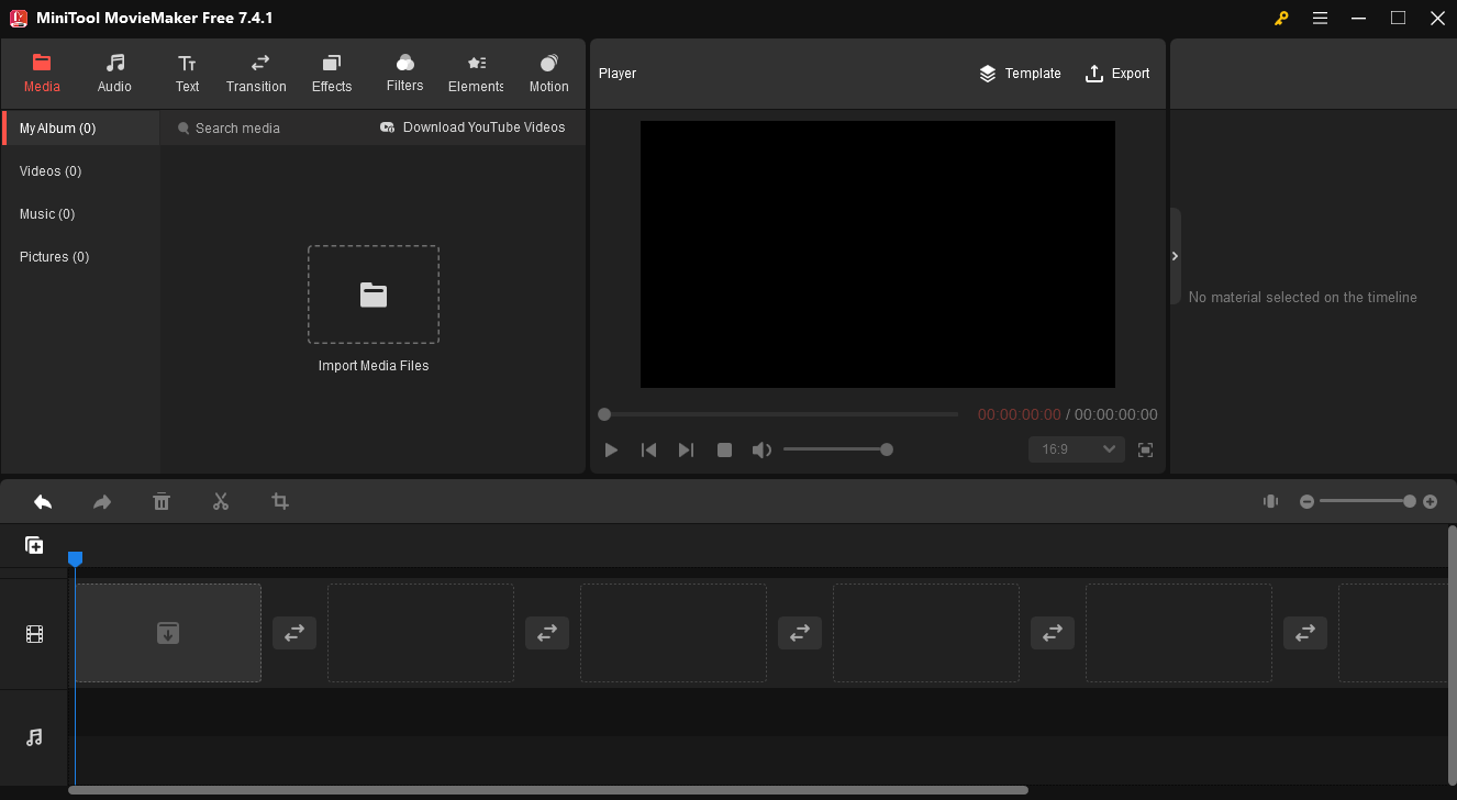 main interface of MiniTool MovieMaker