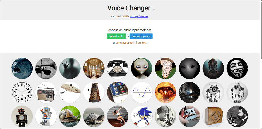 the main interface of Voice Changer