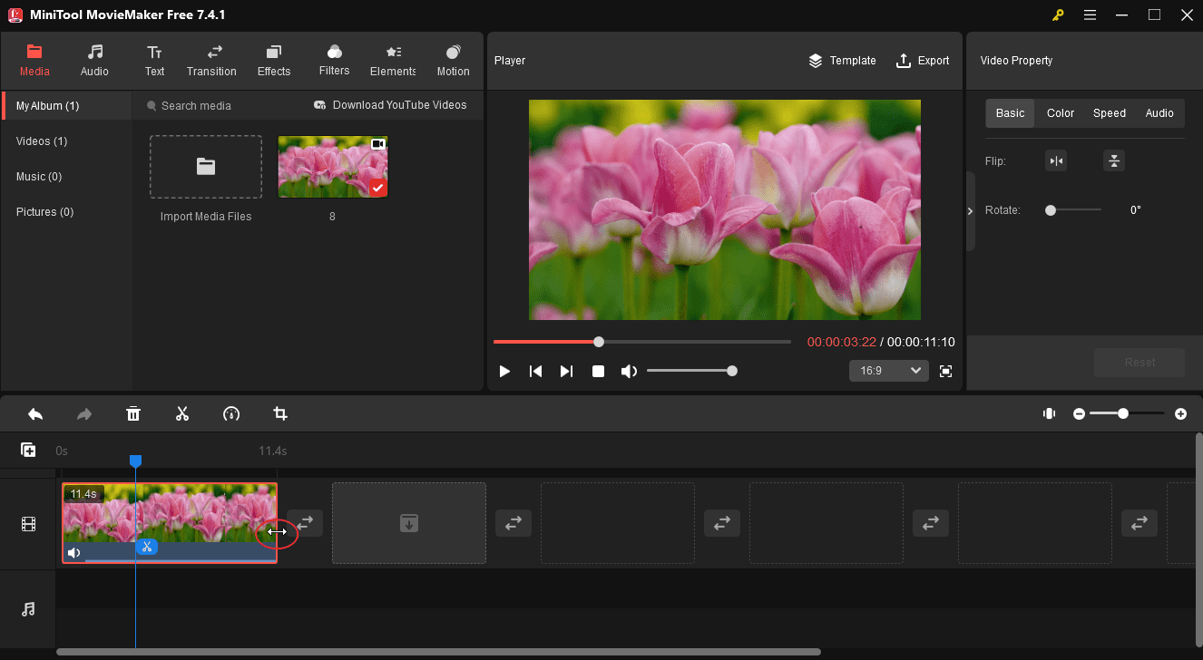 trim video in MiniTool MovieMaker