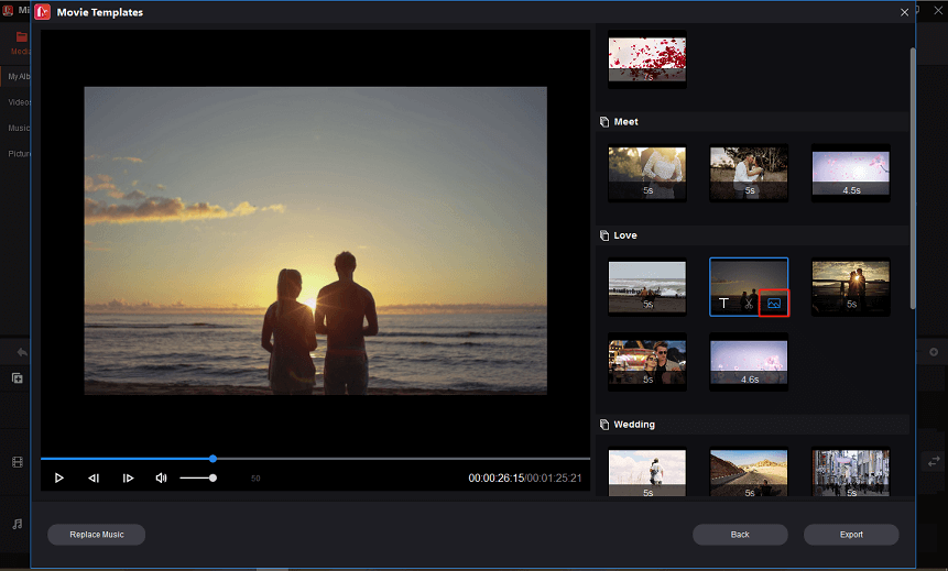 Change the imported media file to import a new file in MiniTool MovieMaker