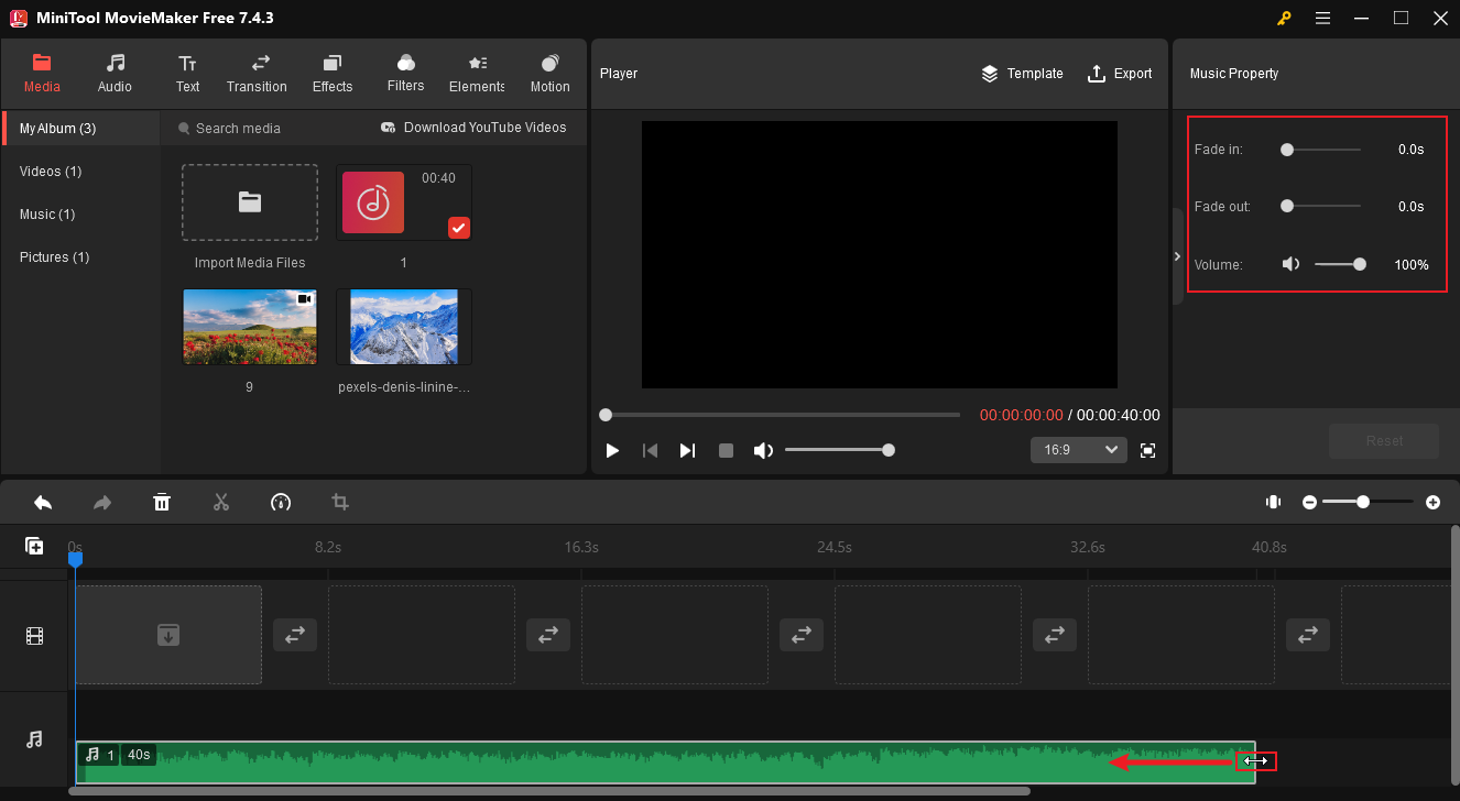 Edit AAC audio in MiniTool MovieMaker